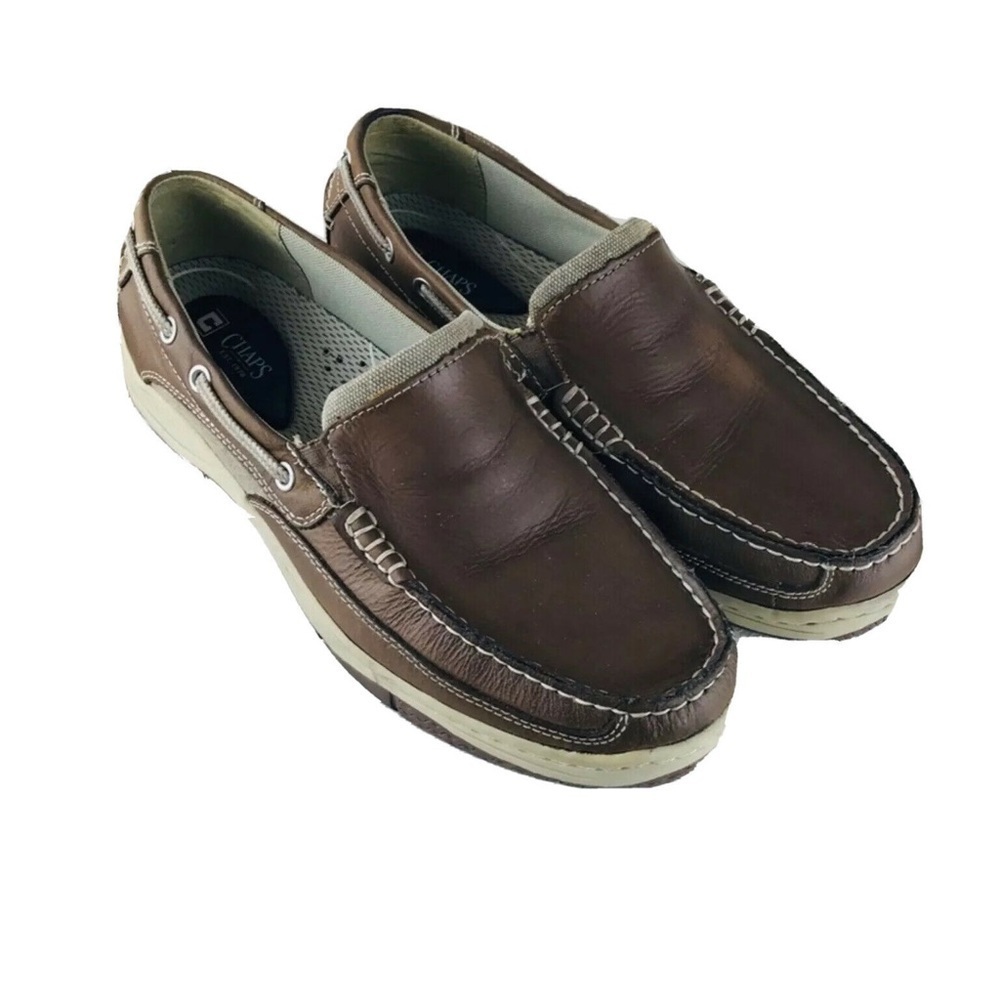 Chaps men’s slip on brown leather loafers